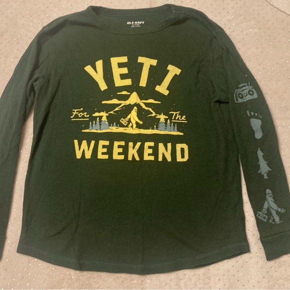 Old Navy Dark Green Teethermal yeti shirt 14-16 xl - Picture 2 of 6
